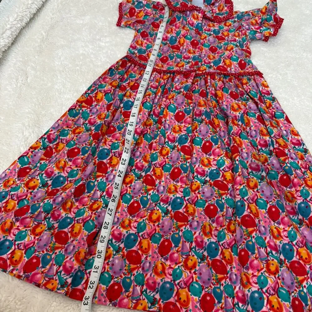 VTG Kelly's Kids Girls Birthday Balloon Fun Party Dress 7 Cotton Made in USA